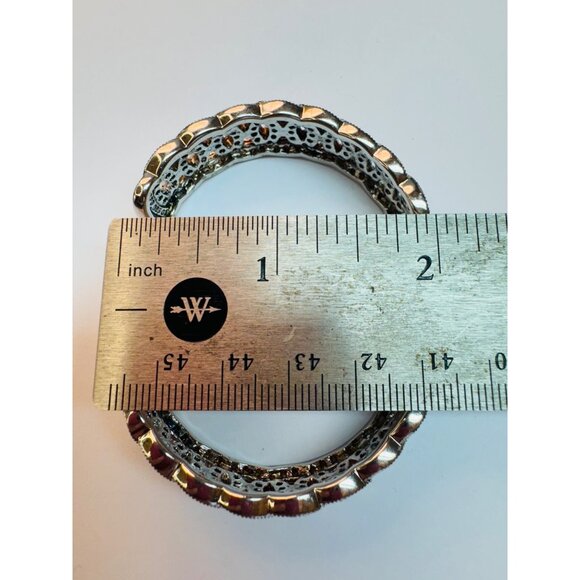 Vintage Sterling Silver 925 CZ Interlocking Circle Cuff Bangle Bracelet 39.5g - Picture 10 of 13